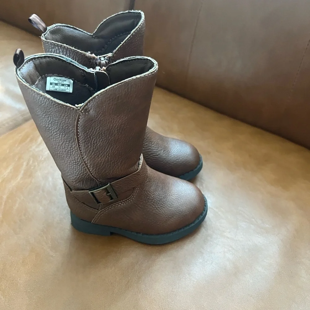 OshKosh B'Gosh Baby  Toddler Little Girls Lumi Fashion Boot Sz 4 Brow Tall Boots
